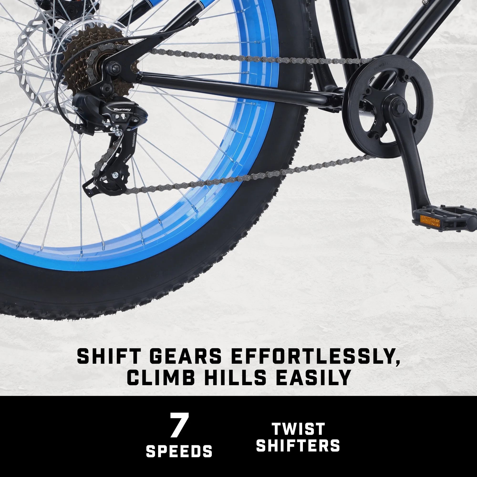 26″ Mongoose Dolomite Mens Fat Tire Bike, 7 Speeds, Adults Age 13+, Black