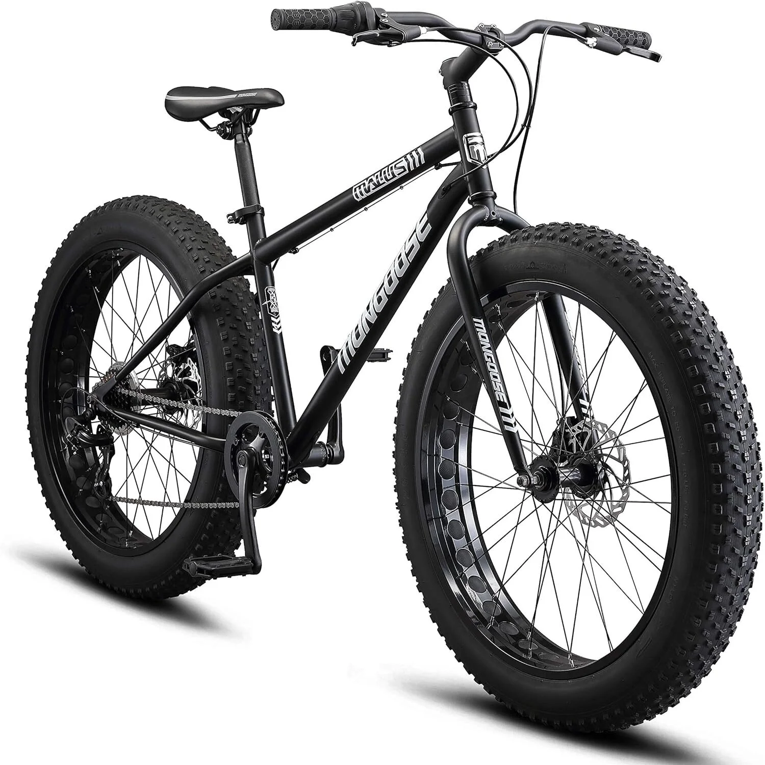 26″ Mongoose Malus Adult Fat Tire Mountain Bike, Black