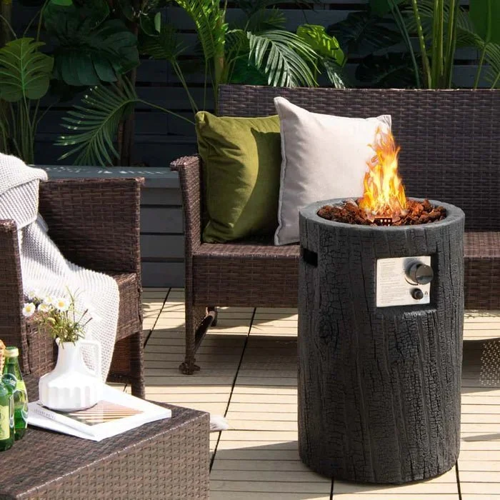 16″ Cylindrical Outdoor Patio Firepit, 30000 BTU Auto Ignition