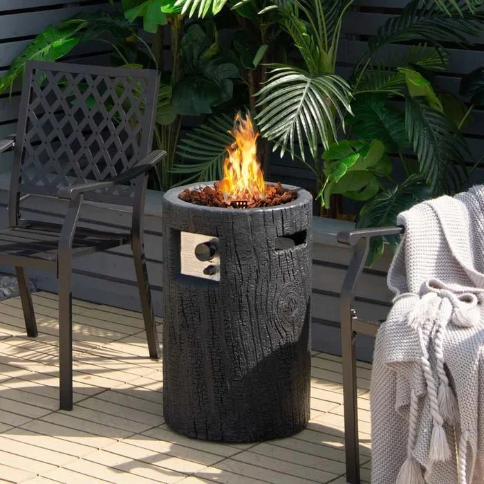 16″ Cylindrical Outdoor Patio Firepit, 30000 BTU Auto Ignition
